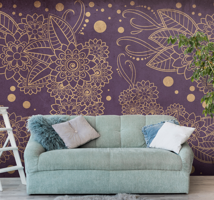 Mural for living room floral pattern design - TenStickers