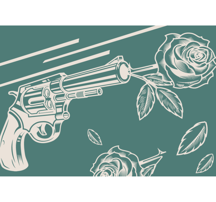 Graffiti wall mural gun and rose - TenStickers