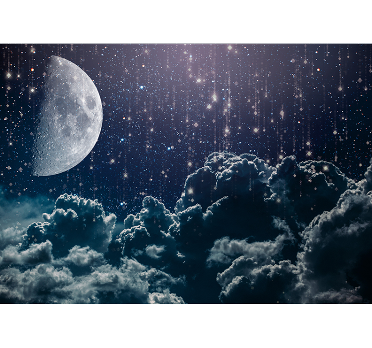 Moon with falling stars landscape wall mural - TenStickers