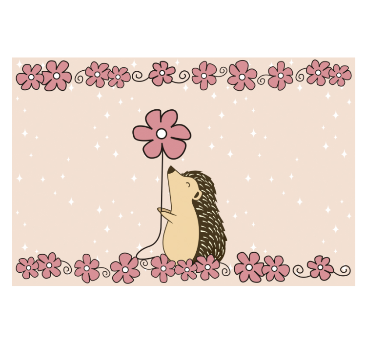 Hedgehog and Flower animal wall mural - TenStickers