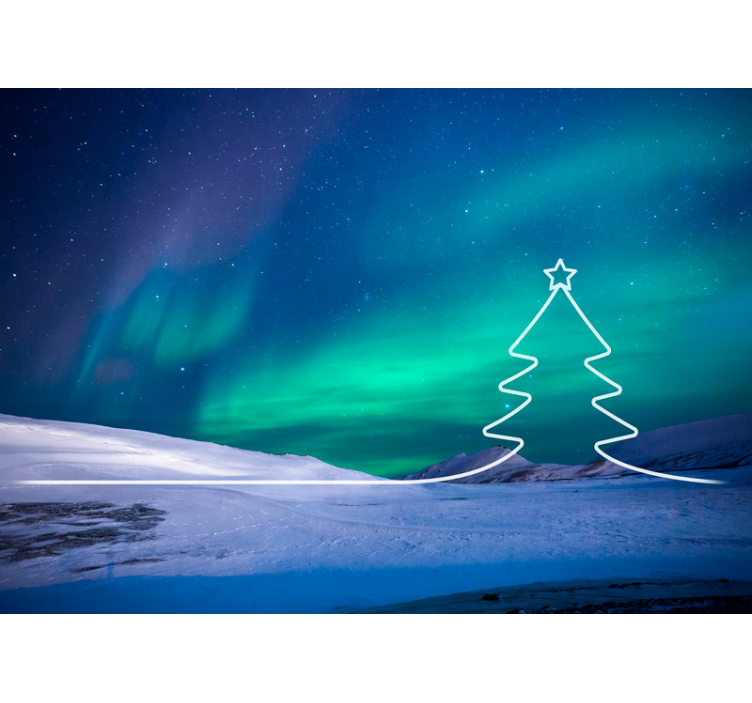 Christmas mural northern lights display - TenStickers