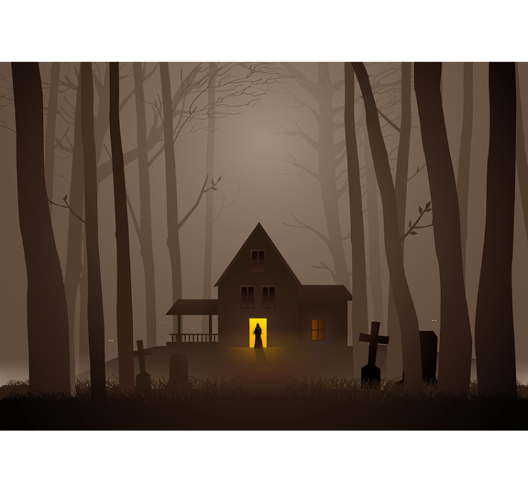 Halloween village wall mural - TenStickers