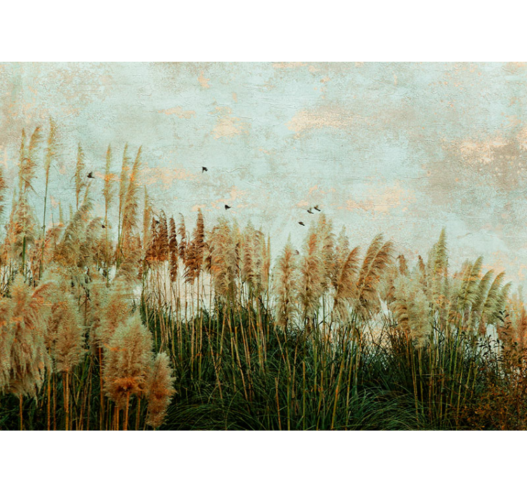 Nature wall mural golden grasslands - TenStickers