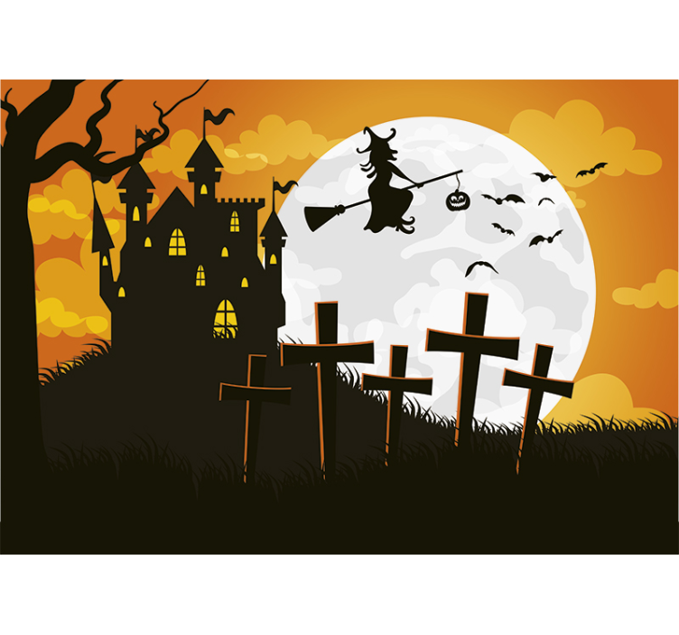 Halloween mural flying witch silhouette - TenStickers