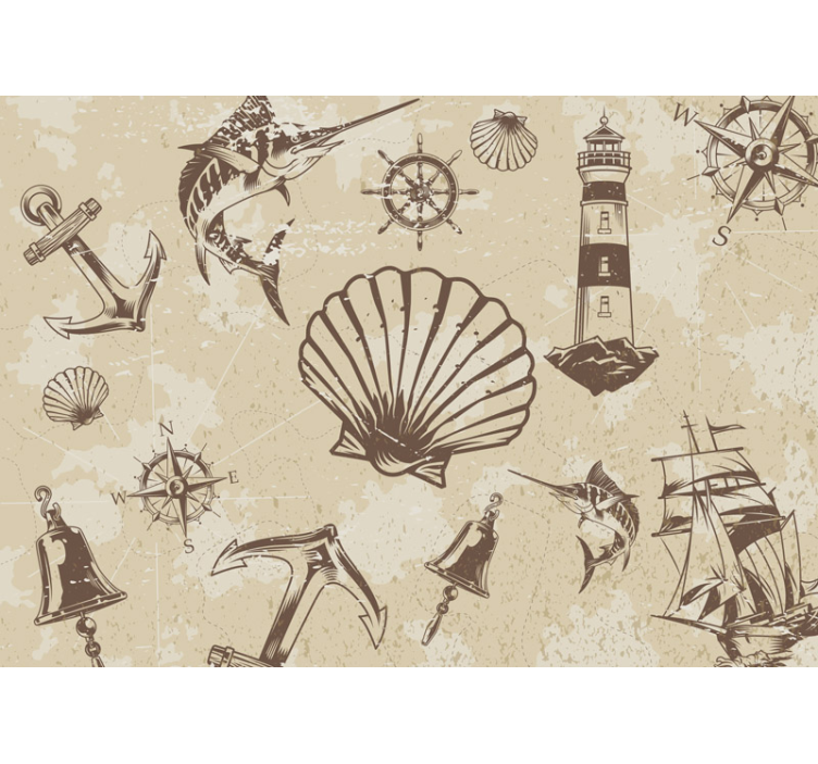 City wall mural with coastal nautical design - TenStickers