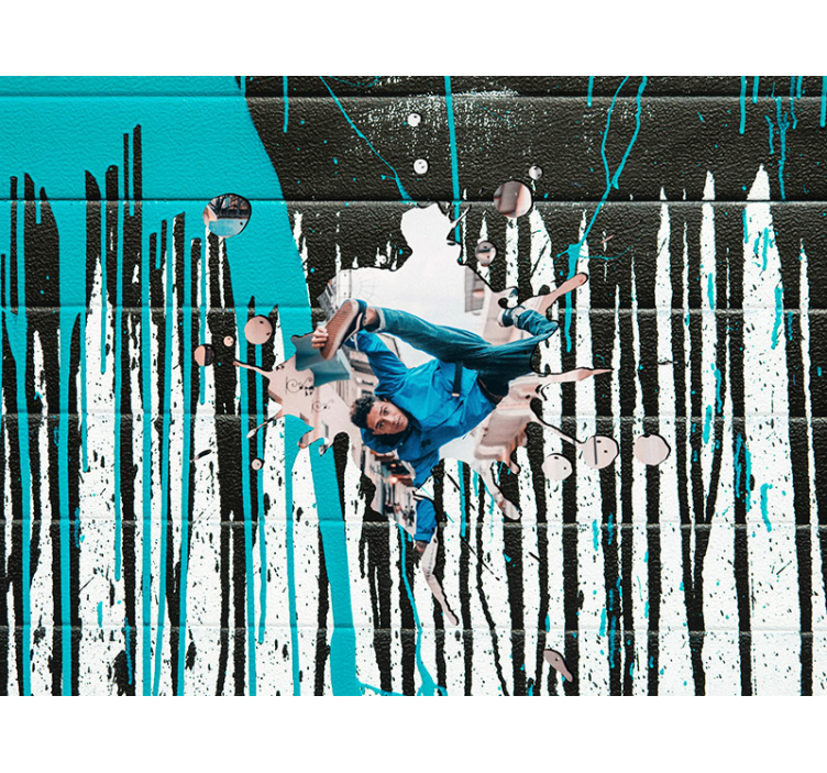 Graffiti wall mural dynamic skateboarder scene - TenStickers