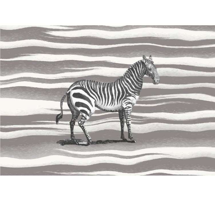 vintage zebra illustration wall mural - TenStickers