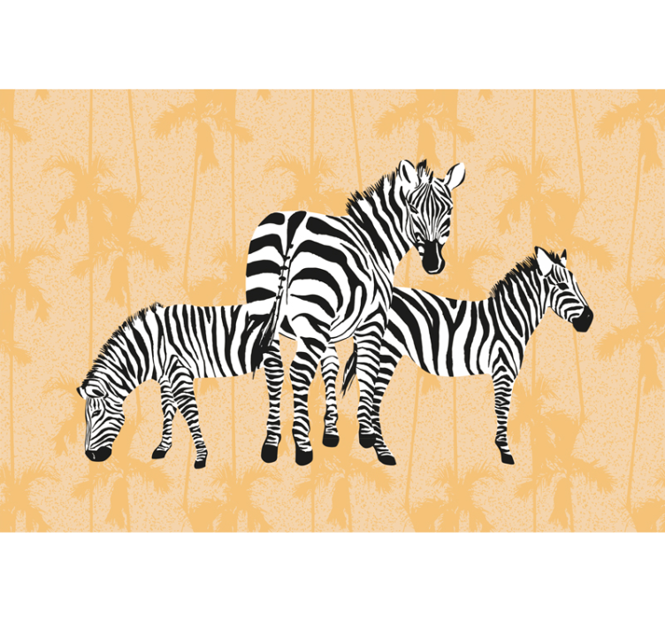 Stylized Zebra Trio animal wall mural - TenStickers