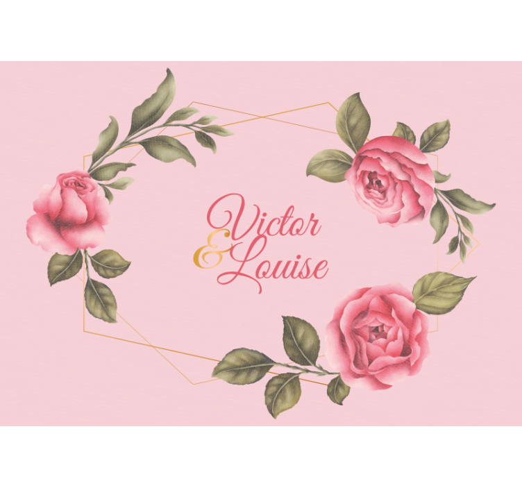 Pink and gold roses custom wall mural - TenStickers