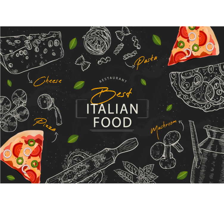 Italian food icons wall mural - TenStickers