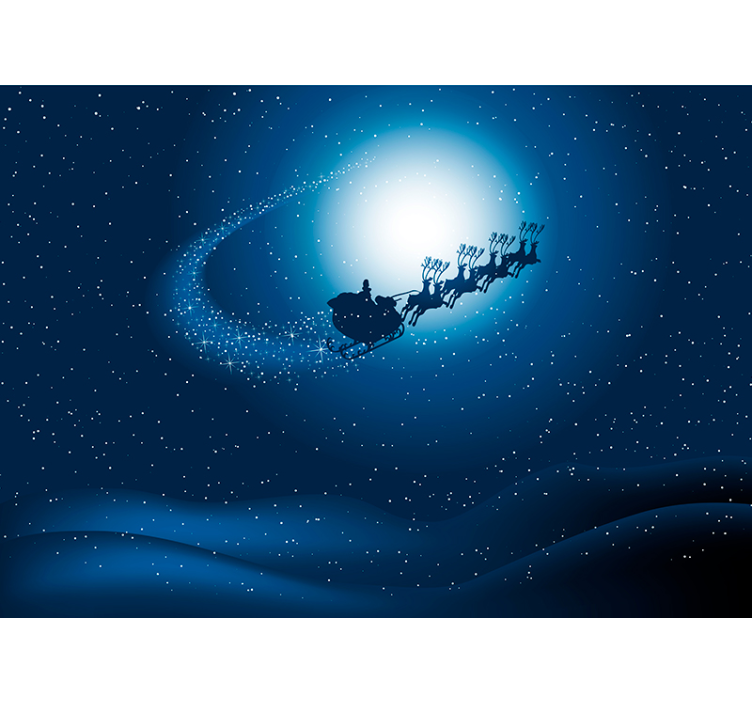 Santa's Sleigh Journey christmas mural - TenStickers