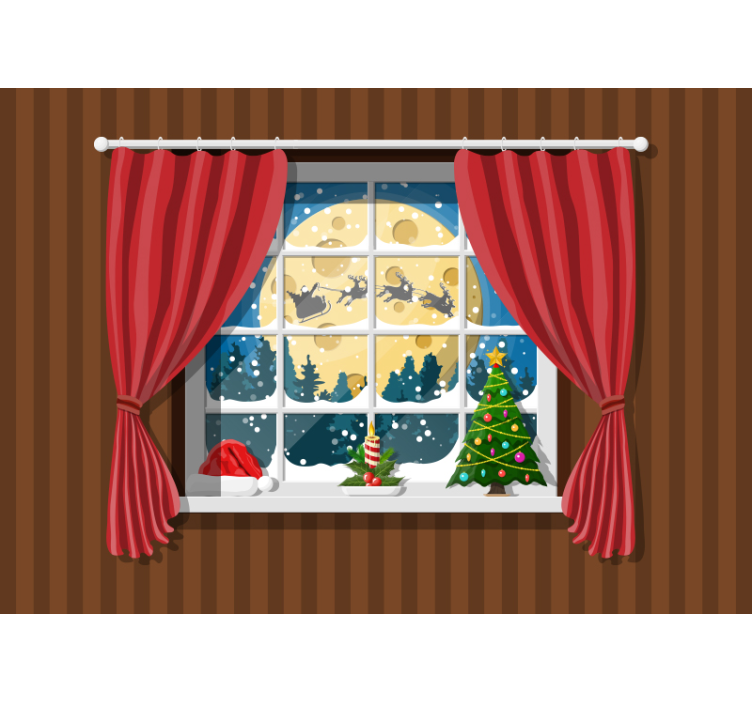 Christmas mural festive window scene - TenStickers