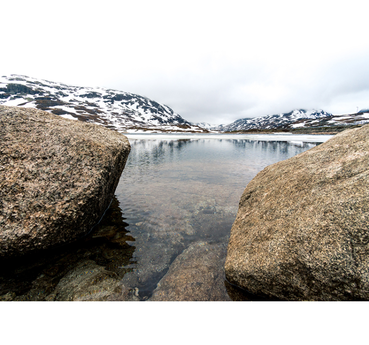 Landscape mural wallpaper serene mountain echo - TenStickers