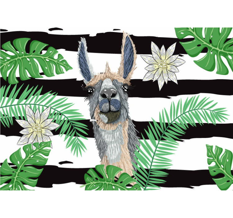 Llama With Leaves animal wall mural - TenStickers