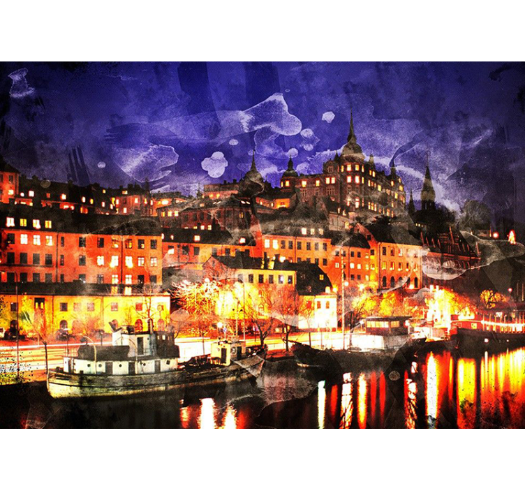Dynamic Urban Evening city wall mural - TenStickers