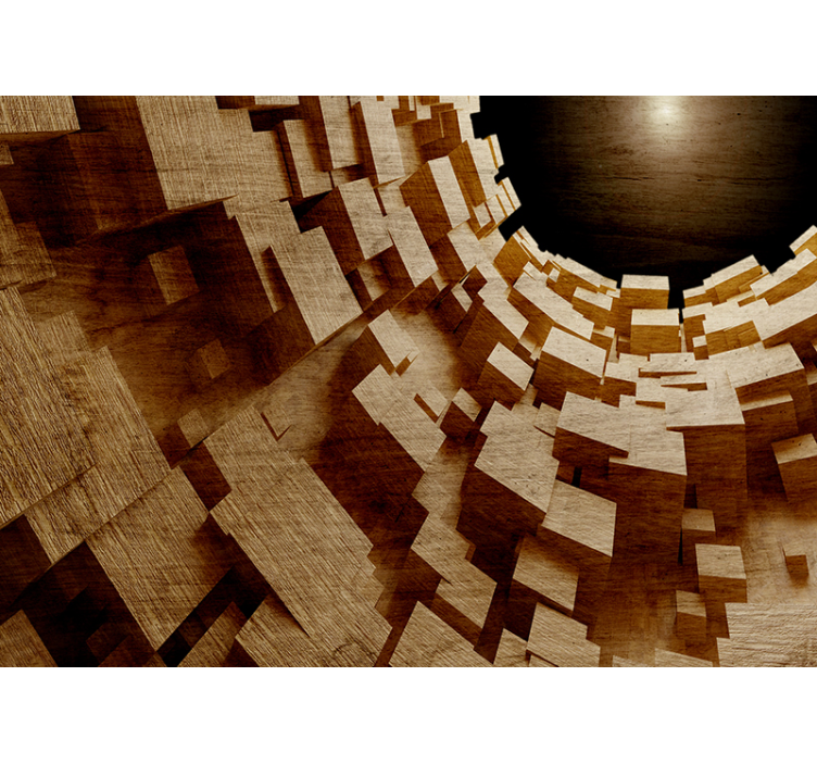 3d effect wooden tunnel wall mural - TenStickers