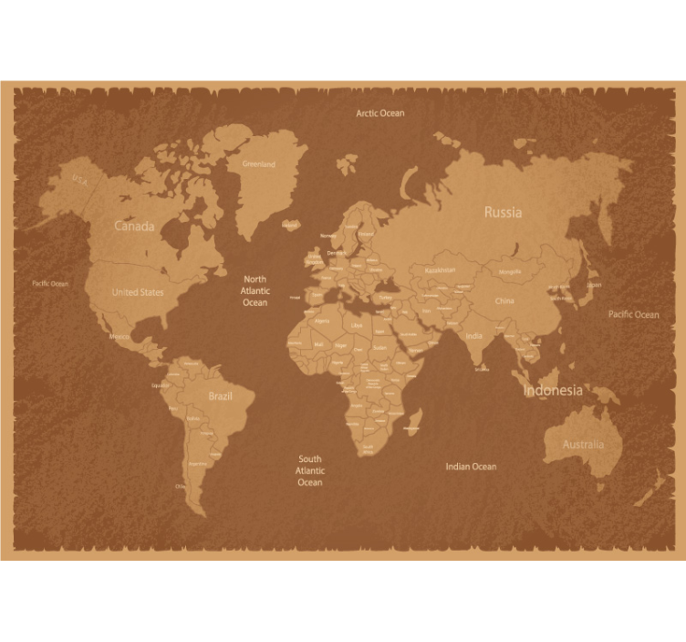 Global Terrain Map world map wall mural - TenStickers