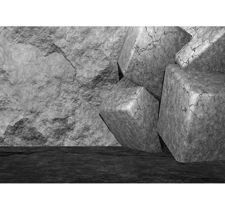 Stone wall mural cracked stone blocks - TenStickers
