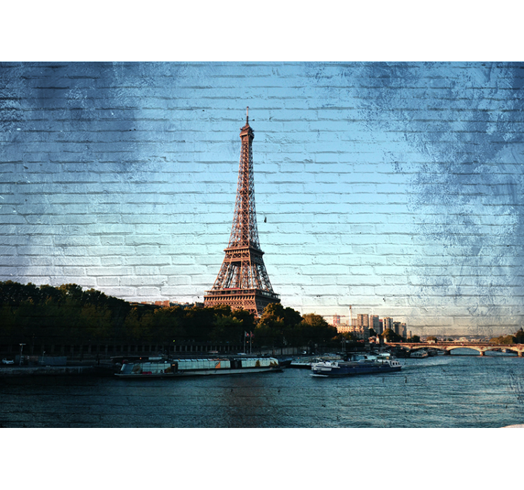 Paris Eiffel Tower texture brick wall mural - TenStickers