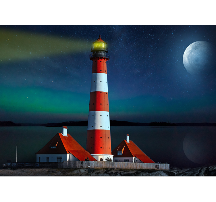 Lighthouse Night View landscape mural wallpaper - TenStickers