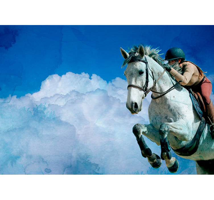 horse jumping from the cloud wall mural - TenStickers