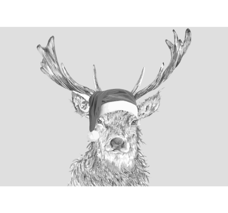 Animal wall mural reindeer in a hat - TenStickers