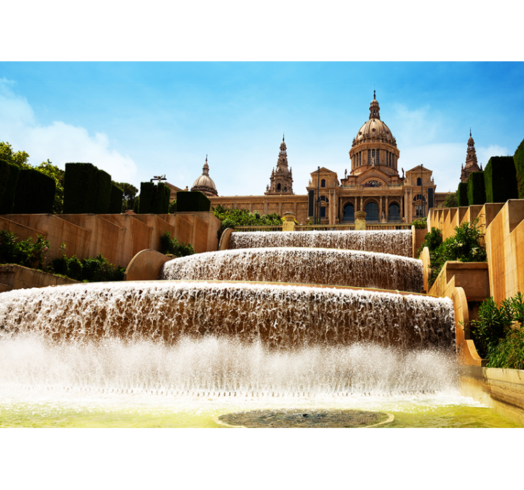Lighty Montjuic sight Barcelona mural - TenStickers