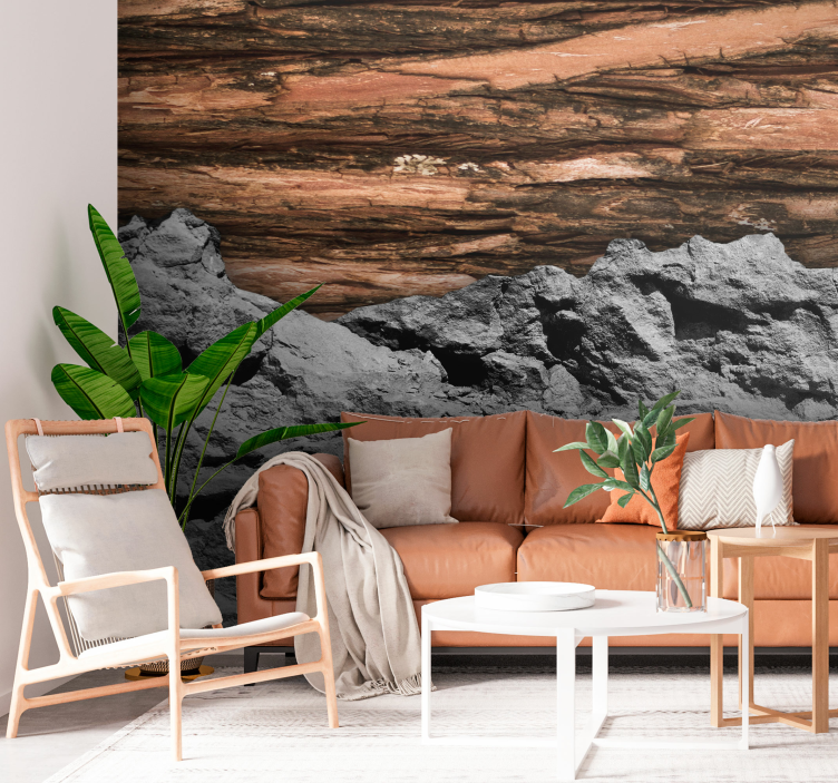 Earthy textured layers mural for living room - TenStickers