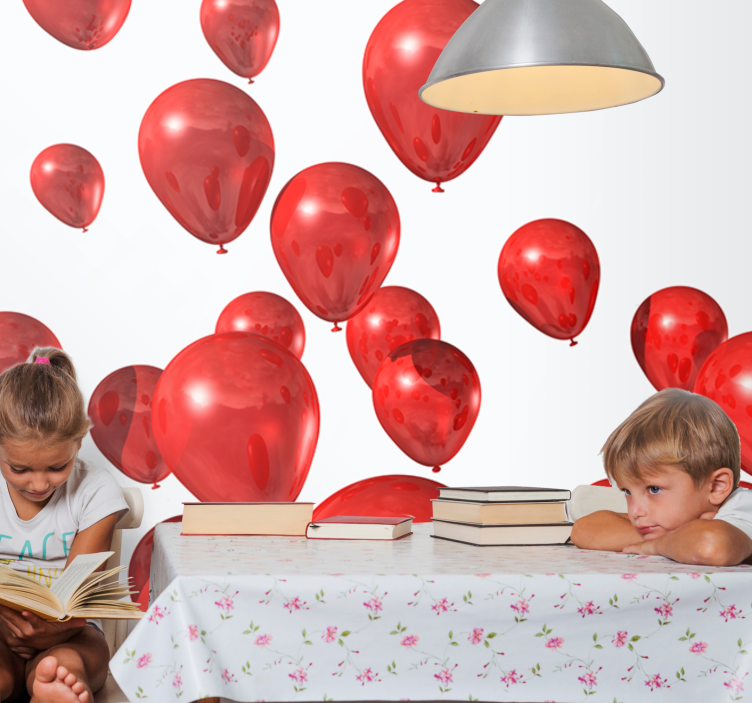 Red balloons floating Kids wall Murals - TenStickers