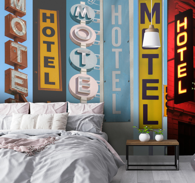 Hotel signs wall mural wallpaper - TenStickers