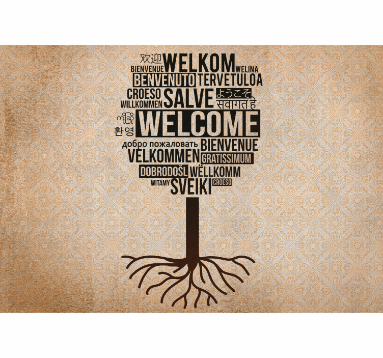 Mural quote welcome in various languages - TenStickers