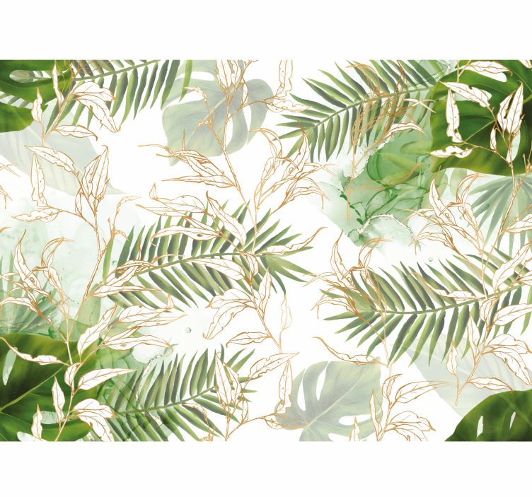 elegant palm leaves living room wall mural - TenStickers