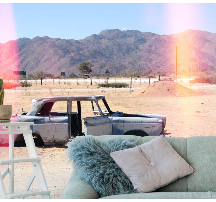 Abandoned classic car vehicle mural - TenStickers