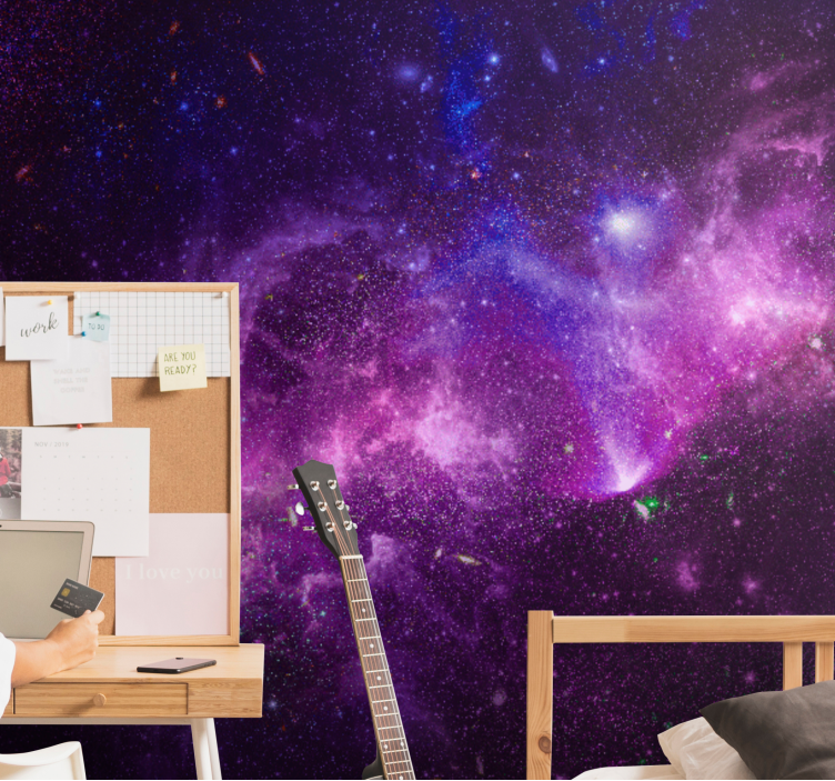 Abstract splashed purple galaxy Wall Murals - TenStickers