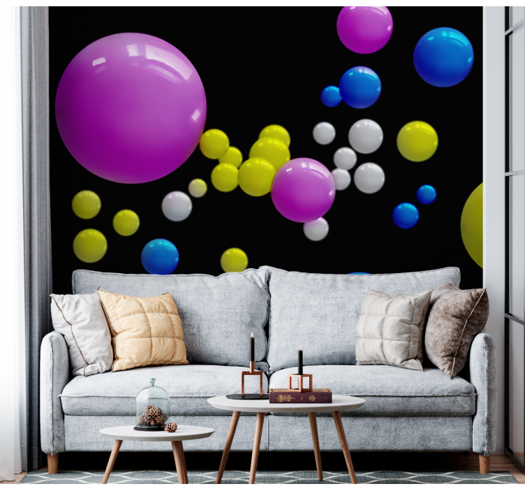 Abstract wall mural floating colorful spheres - TenStickers