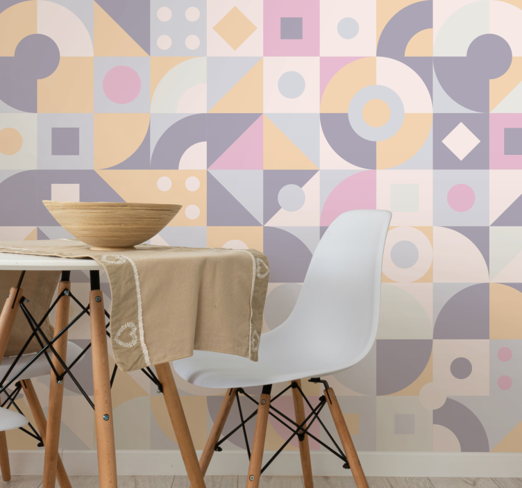Abstract wall mural geometric pastel designs - TenStickers