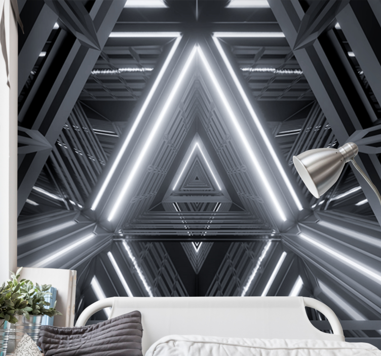 Abstract wall mural with triangular glow design - TenStickers