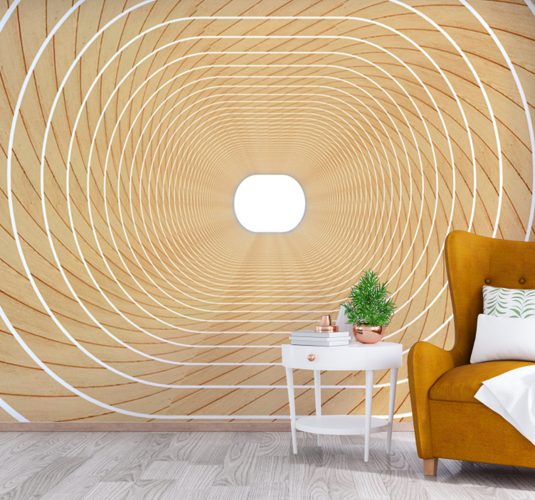 Abstract wooden corridor  3D Wall Mural - TenStickers