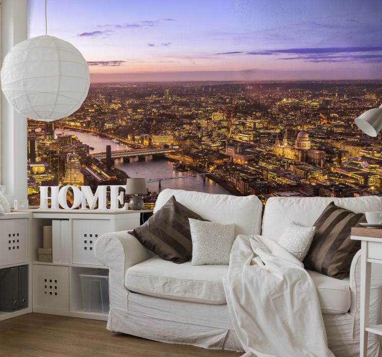 Aerial London Twilight Scene mural for living room - TenStickers