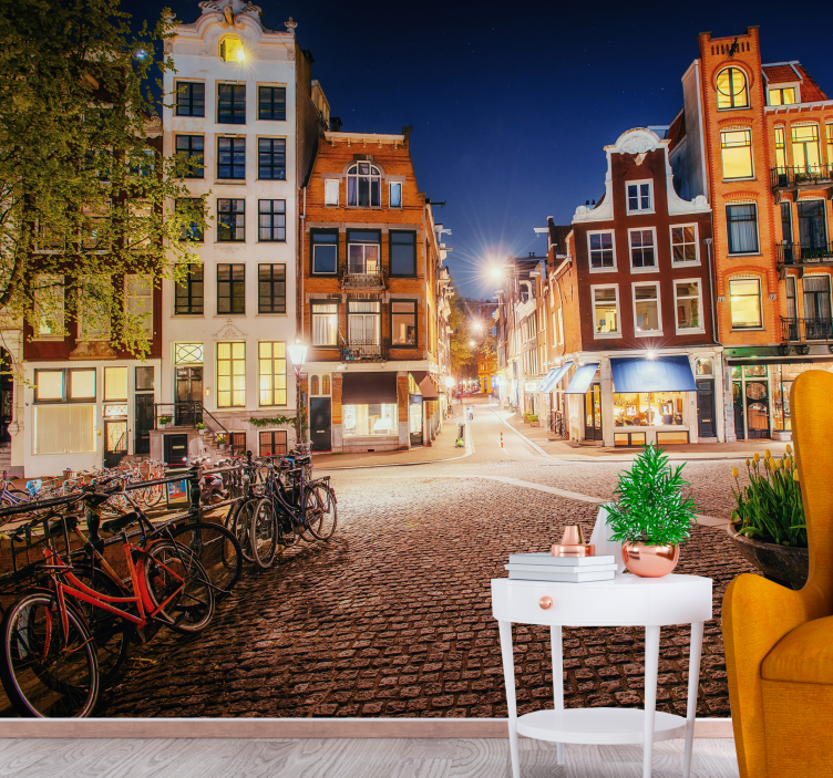 Amsterdam wall mural charming amsterdam street - TenStickers