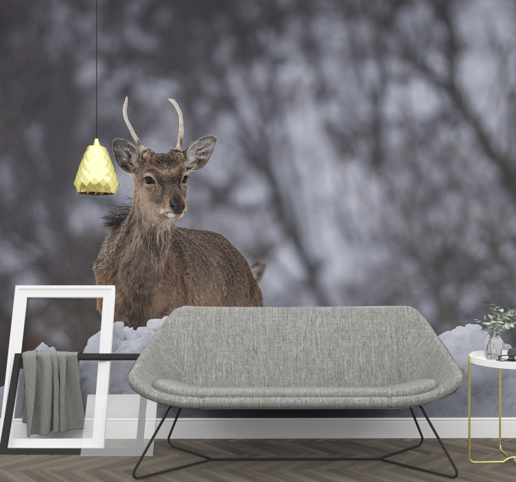 Animal wall mural deer in snow - TenStickers