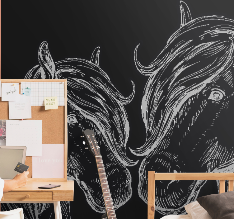Animal wall mural elegant horse portraits - TenStickers