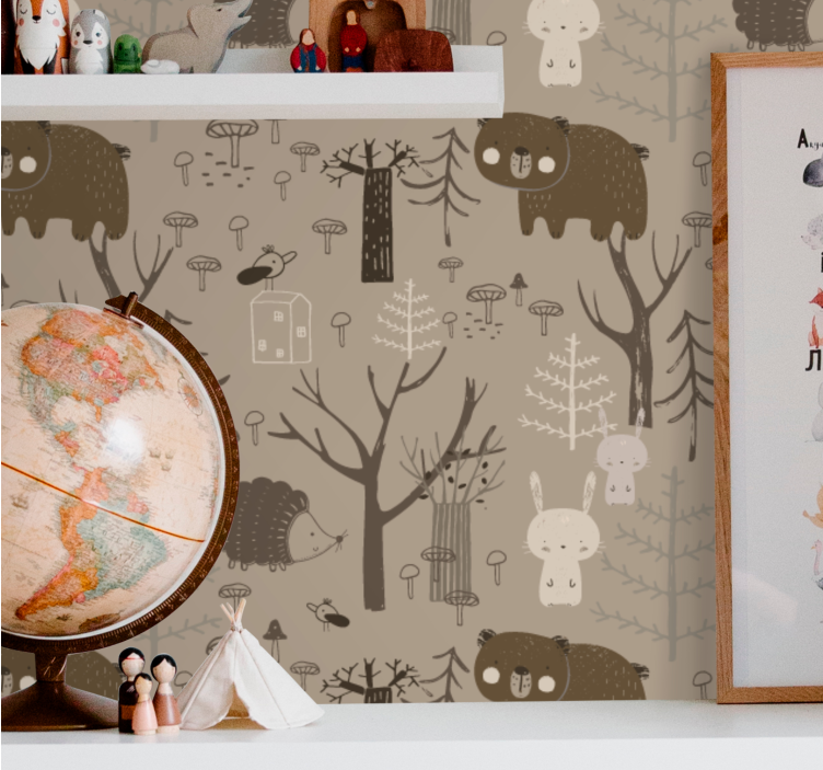 Animal wall mural forest creatures at play - TenStickers