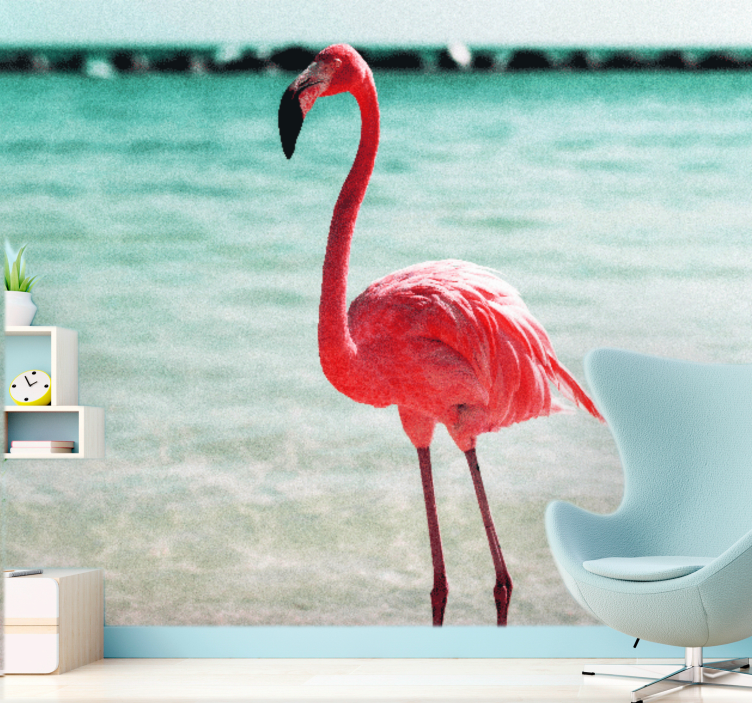 Animal wall mural graceful flamingo pose - TenStickers