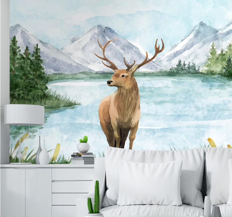 Animal wall mural majestic elk landscape - TenStickers
