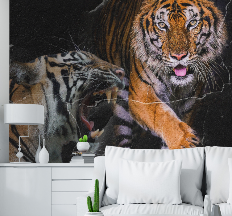 Animal wall mural majestic tiger encounter - TenStickers