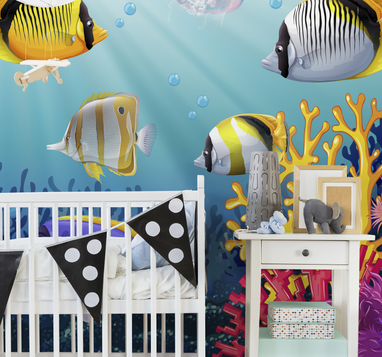 Animal wall mural of colorful underwater fish - TenStickers