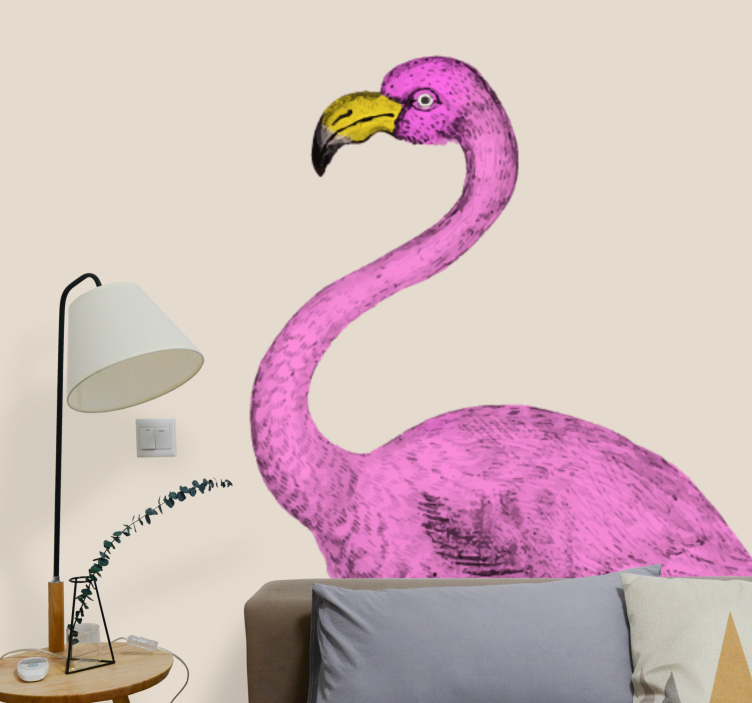 Animal wall mural pink flamingo elegance - TenStickers