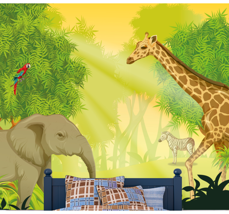 Animal wall mural savanna safari scene - TenStickers