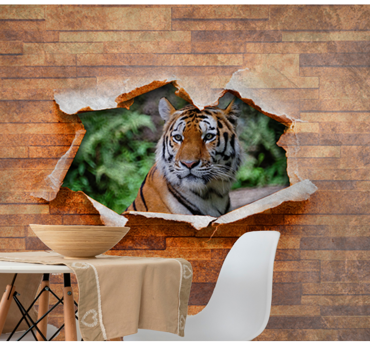 Animal wall mural tiger head on wall - TenStickers